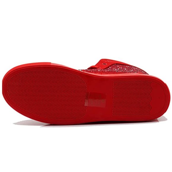 Men's High Top Crystal Shimmer Rhinestone Blink Flat Spike Fashion Sneakers Shoe - Picture 7 of 7